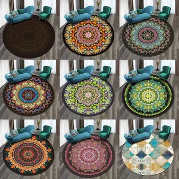 

Round Rugs Living Room Geometric Doormat Mandala Carpets Geometric Pattern Mandala Pattern Rugr Vintage Plain Mats Home Decor..