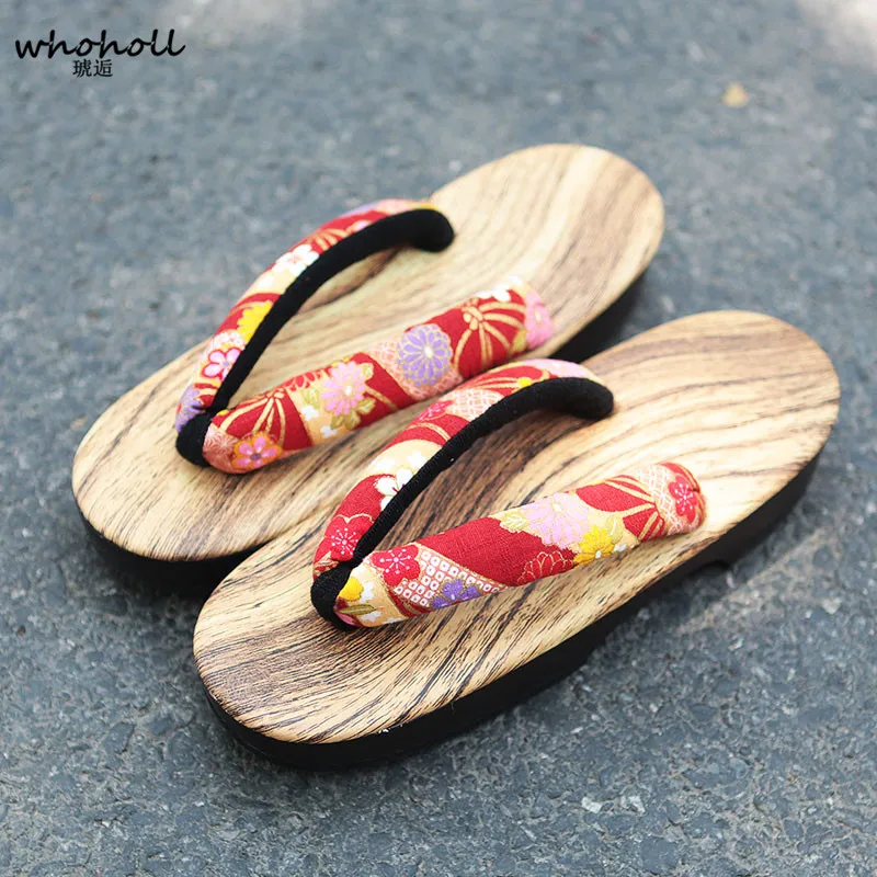 

WHOHOLL Japanese Clog-like (Not Wooden) Lady Flip-flops Cosplay Costume Geta Women Japanese Thick-bottomed Summer Skid-proof