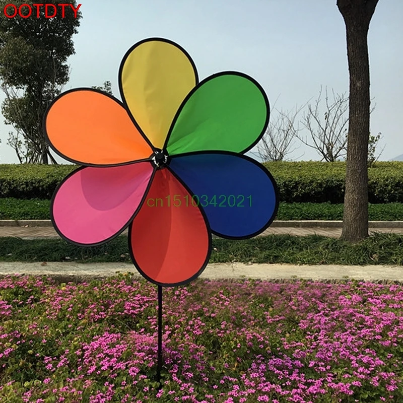 

Windmill Colorful Rainbow Dazy Flower Spinner Wind Windmill Garden Yard Outdoor Decor
