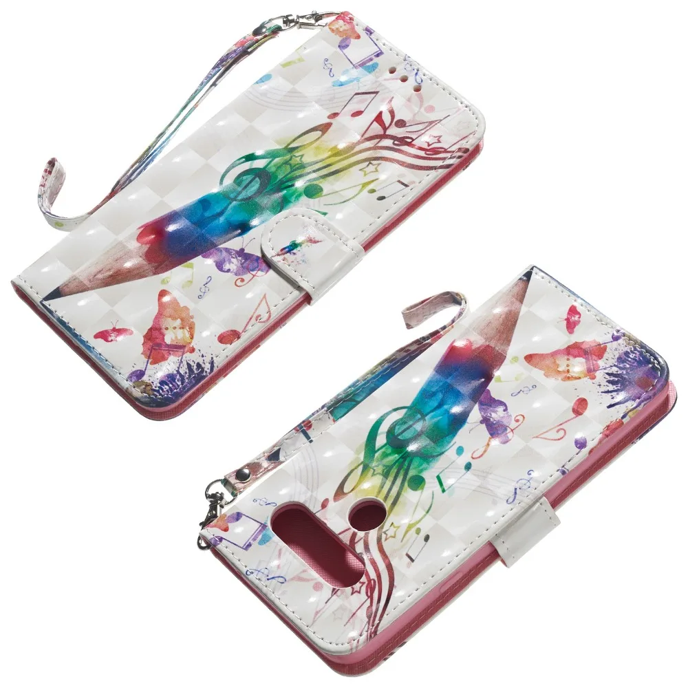 Чехол для телефона Etui Coque крышка чехол для LG V30 V40 G6 G7 K8 K10 stylo4 Q8 G8 G8 ThinQ с 3D роспись из искусственной кожи чехол-портмоне с откидной крышкой