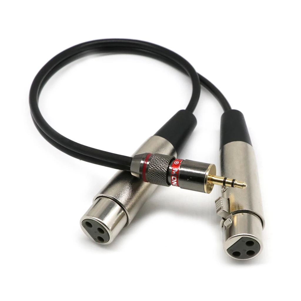 3.5mm to 2 XLR Female Y Splitter Cable, 3.5mm (Mini) 1/8" TRS Stereo Male to 2 Port Dual XLR Female Adapter Cable Cord 1 Feet