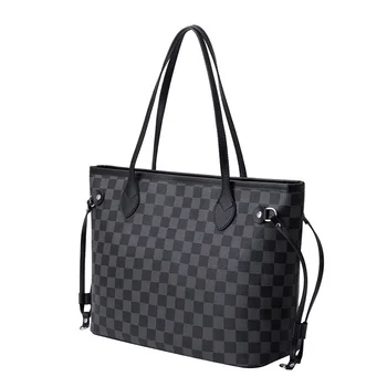 

2020 Europe and America new luxury one shoulde portable women's bag large capacity simple tote bag, plaid print shopping bag,