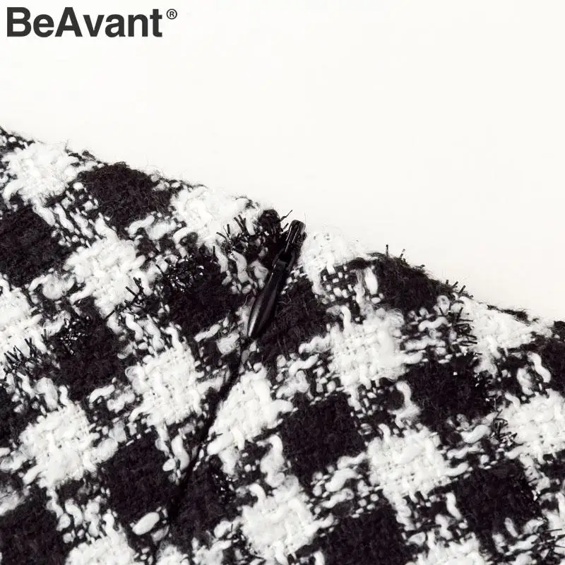 BeAvant Ttweed, клетчатая мини-юбка в ломаную клетку, Женская трапециевидная стильная женская юбка с молнией сзади, уличная одежда, шикарные офисные женские юбки