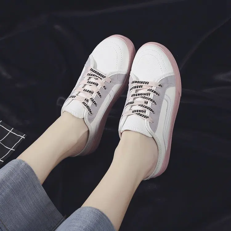 

2019 New Style Shoe Large Size Canvas Shoes Student Korean-style Flat Top Shoes Versatile Slip-on Semi-Slippers WOMEN'S Shoes