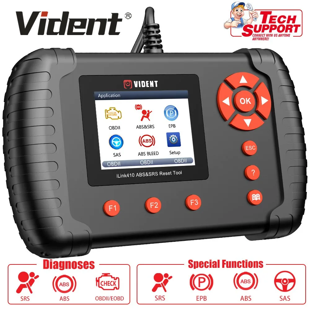 Диагностический инструмент VIDENT iLink410 ABS и SRS OBDII поддержка EPB SAS ABS| |