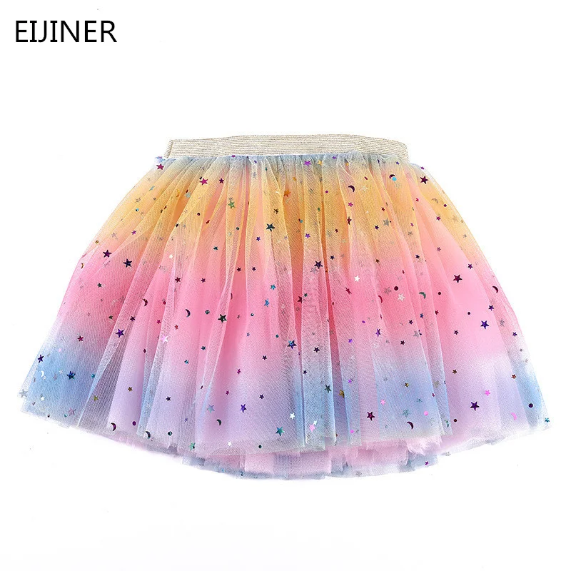 

Kids Girls Skirts Baby Star Glitter Dance Tutu Skirt For Girl Sequin 3 Layers Tulle Toddler Pettiskirt Children Chiffon 0-8T