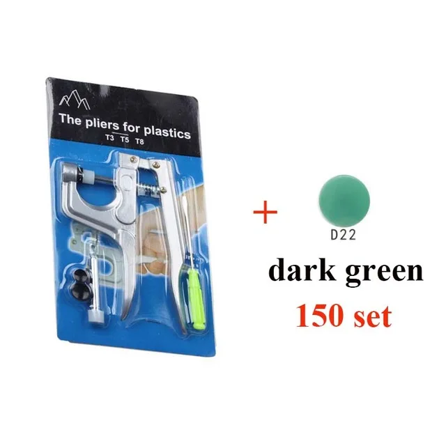 plier 150 dark green 37 кнопки крепления плоскогубцы KAM кнопка+ 150 Набор T5 смешанные пластиковые кнопки смолы 12 мм Нажмите Стад Ткань Кнопка нажмите машинное шитье инструменты - Цвет: plier 150 dark green