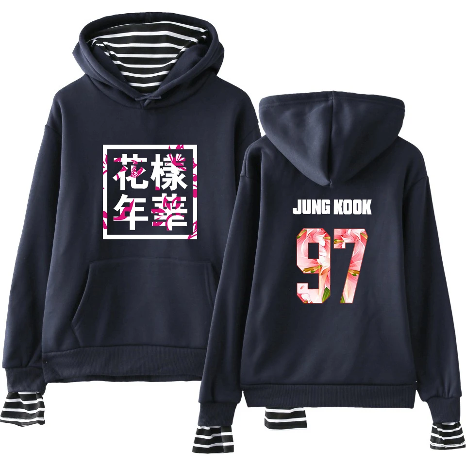 Хип хоп Harajuku одежда Bangtan Boys 2019 JUNG KOOK JIN V пуловер Кепка поддельные толстовки из двух