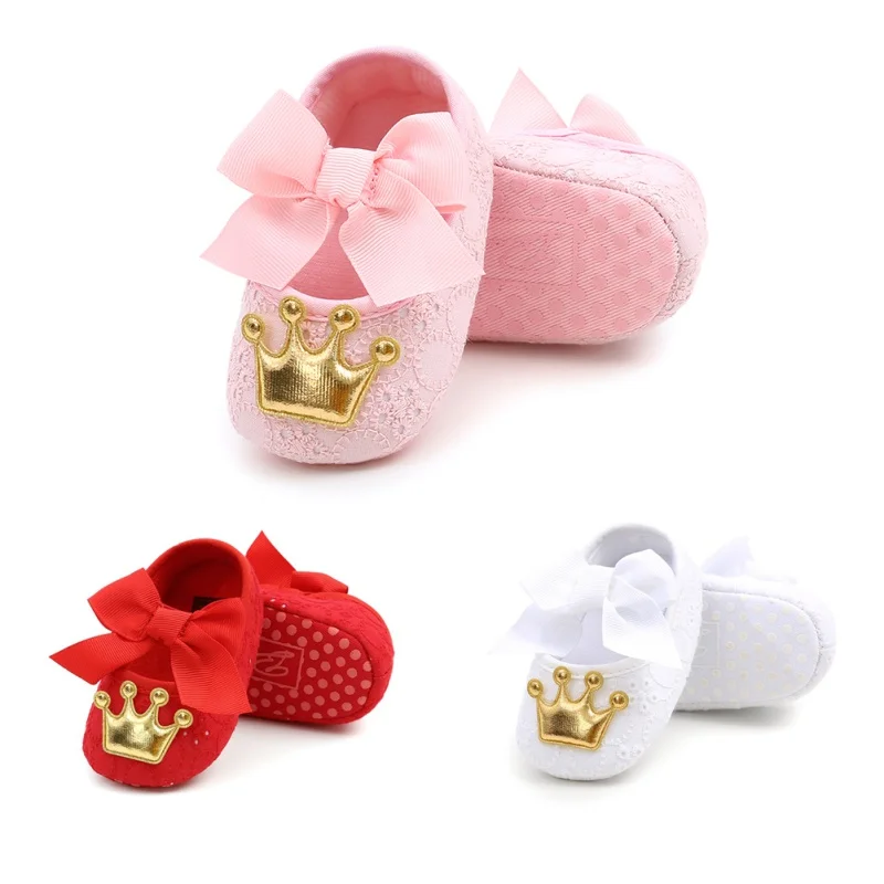 Обувь принцессы для маленьких девочек; обувь с мягкой подошвой+ головной убор; повязка на голову с бантом; обувь для новорожденных;