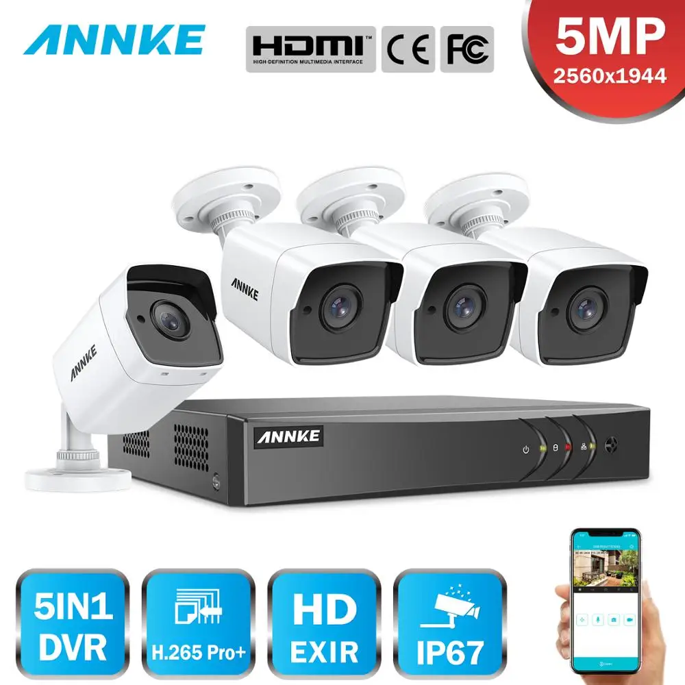  ANNKE 8CH 5MP Security Camera System 5MP Lite 5IN1 H.265+ DVR With 4PCS 5MP HD Bullet Outdoor Weath - 33058009010