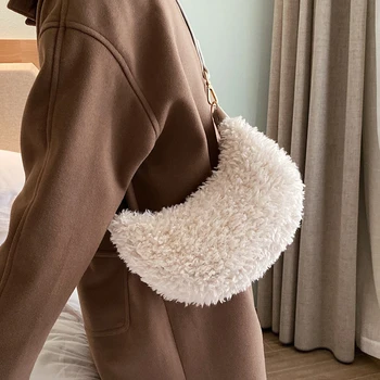

Women Wool Bag Half Month Shoulder Bag Luxury Brand Handbags Womens Messenger Crossbody Bags Dumpling Bags For Women Bolsa