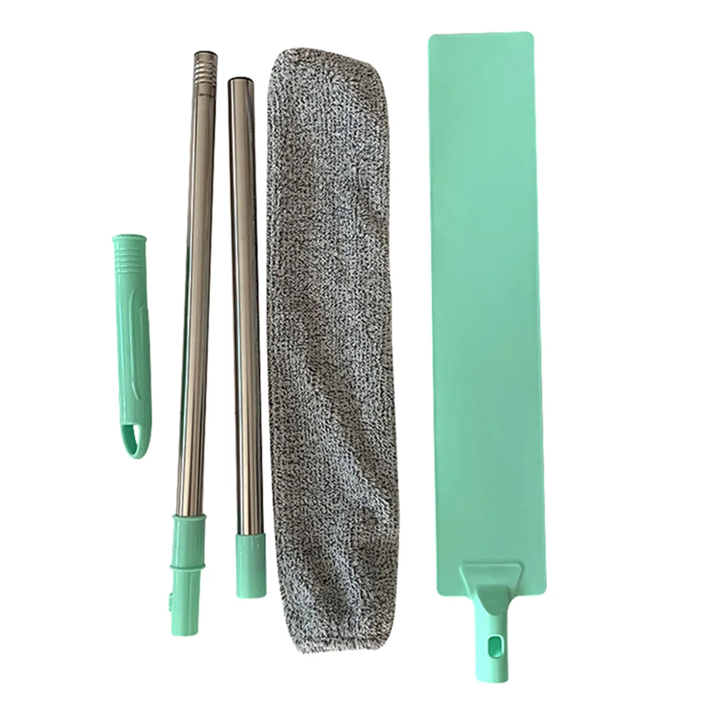 Прикроватная щетка для пыли швабра с длинной ручкой многоразовая тряпка из микрофибры щетка для подметания SLC88 - Цвет: Green-With 1 PCS Clo
