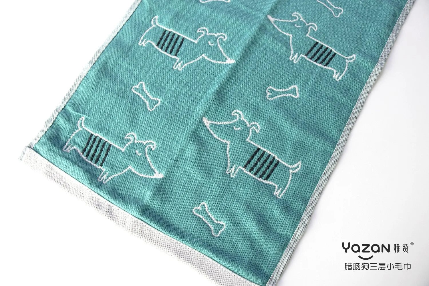 Ya zan трехслойное Марлевое Хлопковое полотенце, ткань для детской стирки, маленькое полотенце, платок, жаккард, мультяшная собака, полотенце, ткань 25*50 см