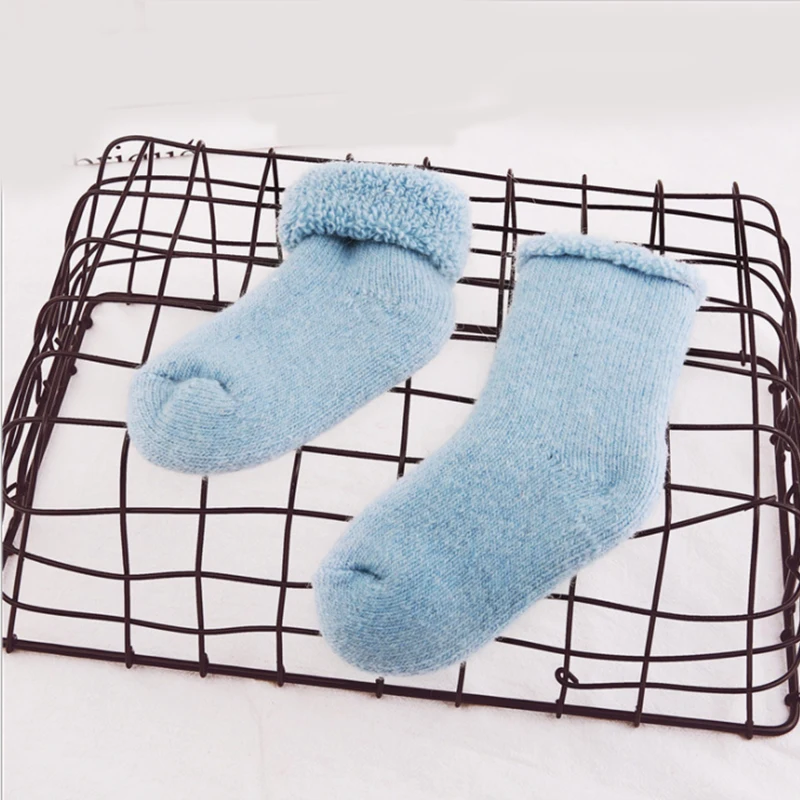 style 2 blue Плотные шерстяные носки для малышей Зимние теплые хлопковые махровые теплые длинные носки для маленьких мальчиков и девочек от 0 до 10 лет - Цвет: style 2 blue