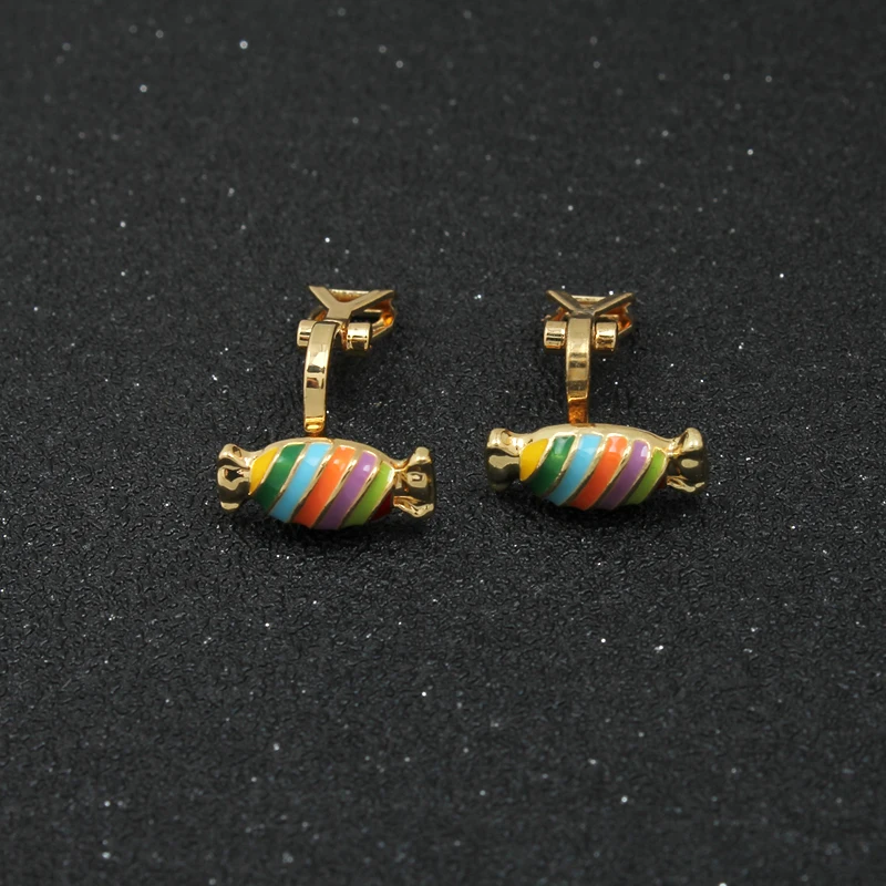 GRACE JUN Cartoon Enamel Rhinestone Clip on Earrings for Women Party Prom Charm Ear Clip Ear Clip Earrings