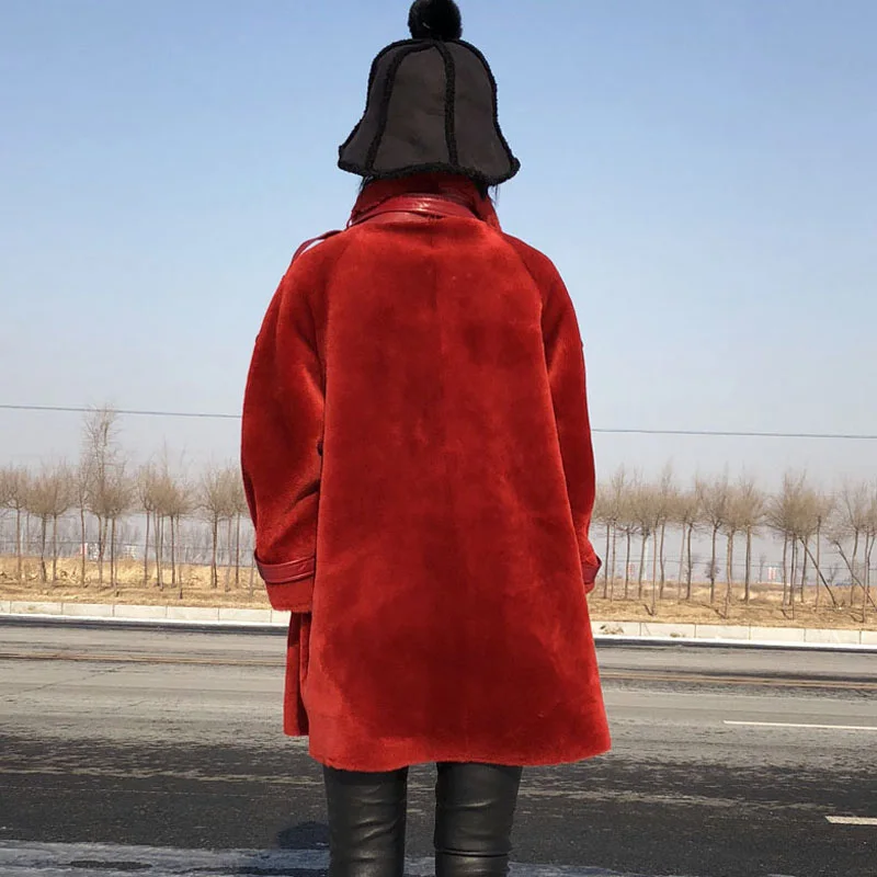 Новинка 2020 Женская куртка-бомбер из натуральной овечьей кожи с мехом ягненка