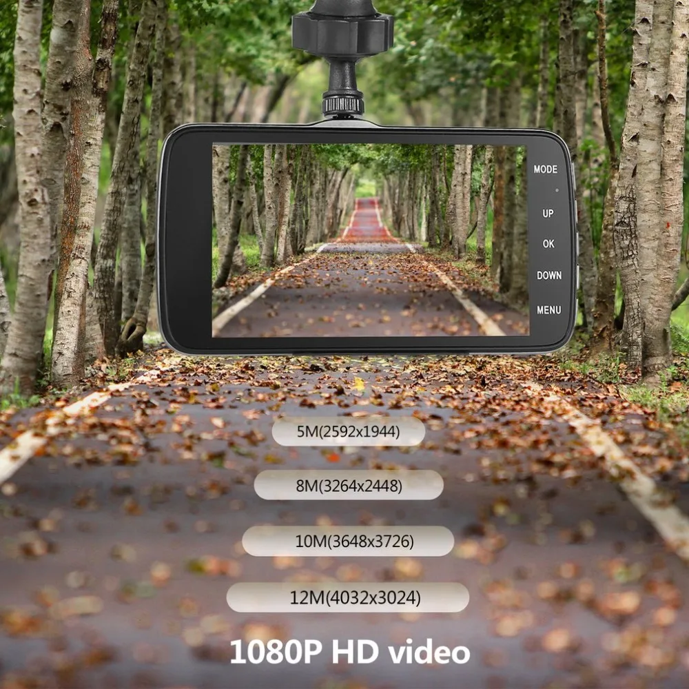 LESHP 16 миллионов пикселей 1080P HD видео запись большой широкий угол 4 дюйма ips ЖК-дисплей сдвоенный объектив видеорегистратор автомобиля рекордер