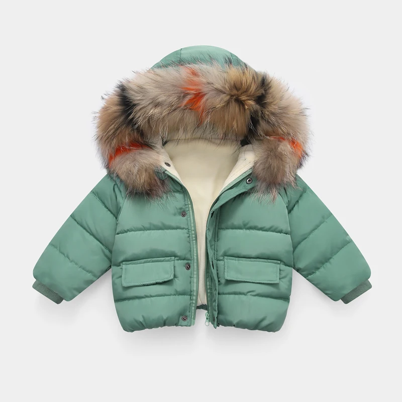 Модное зимнее пальто с мехом для девочек детская зимняя куртка зимняя одежда для маленьких девочек зимнее пальто для маленьких девочек