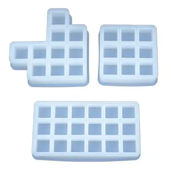 

Crystal Epoxy Resin Mold Square Checkered Lipstick Storage Box Casting DIY Mould N58F