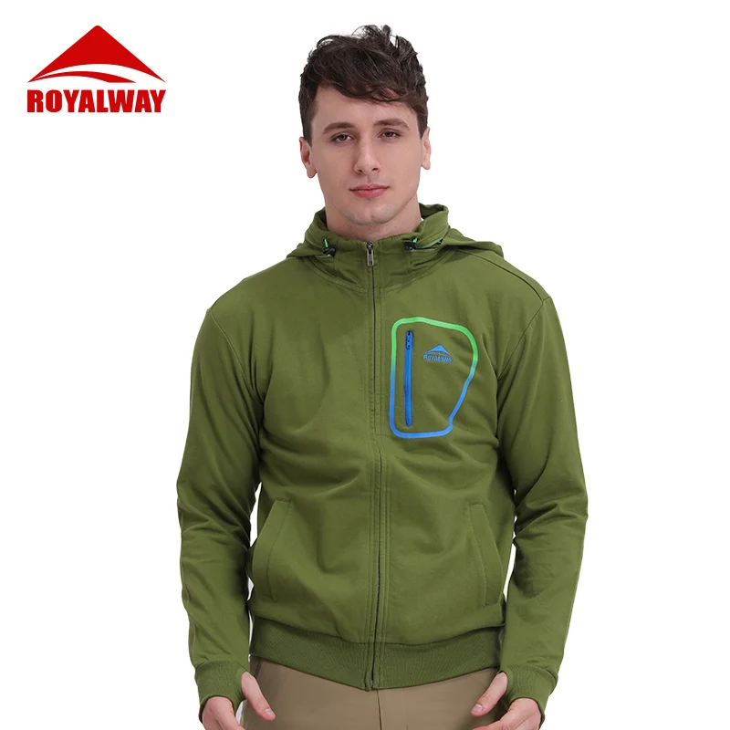

ROYALWAY Mens Hooded Outdoor Trainning Exercise Sweater City Style Hiking Camping Jackets Sunproof Fishing RCM7094CS