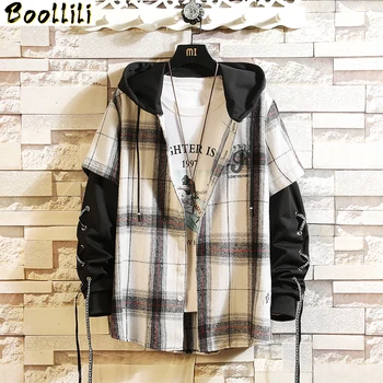 

2020 New Arrived Plaid Hoodie Sweatshirt Men Flannel Fleece Style Hip Hop High Street Casual Cardigan Long-Sleeved