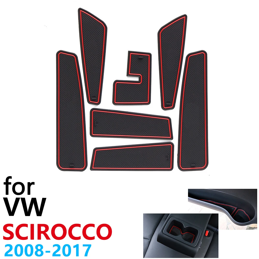 Anti-Slip Rubber Cup Cushion Door Groove Mat for VW Scirocco R GTS Volkswagen 2008~2017 2010 2012 2015 Accessories mat phone | Автомобили