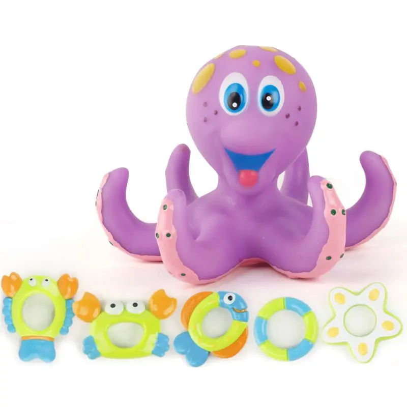 

Baby Kid Bath Toy Floating Octopus with 5 Ring Children Water Bathing Shower Toy NEW