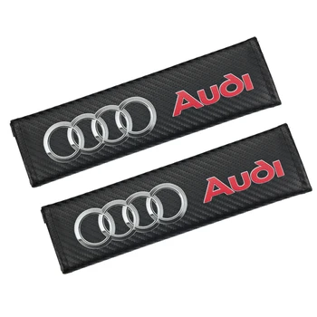 

2 Pcs Carbon Fiber Car Brand Logo Safety Seat Belt Cover Car Shoulder Pad For Audi a3 a4 a5 a6 a7 a8 Q3 Q4 Q5 Q6 Q7 b8 b6