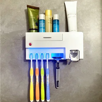 

GURET UV Light Toothbrush Holder Automatic Toothpaste Squeezer Storage Rack Home Toothbrush Sterilizer Bathroom Accessories Sets