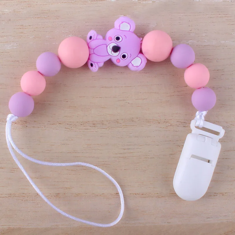 Silicone Teething Pacifier Clips Baby Pacifier Chain Silicone Loose Beads Variety Animal Cartoon Molar Teether Toy Gift