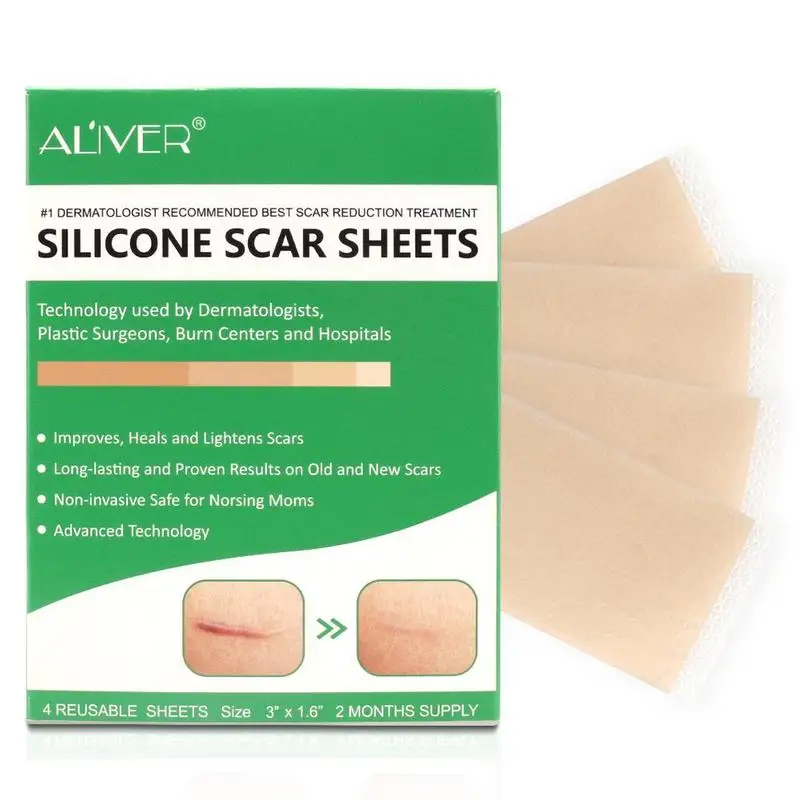 

4Pcs Reusable Silicone Scar Sheets Scar Removal Patch Acne Gel Scar Therapy Silicon Patch Remove Trauma Burn Sheet Skin Repair