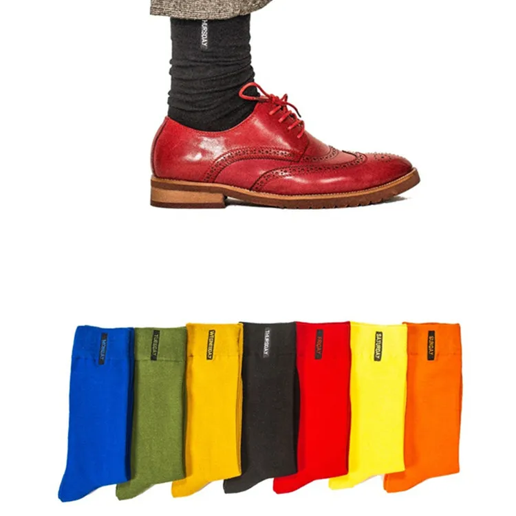 Новинка, 7 цветов, носки для недели, 1 пара, мужские повседневные спортивные носки, баскетбольные носки, один размер, разные цвета, однотонные мягкие прямые носки