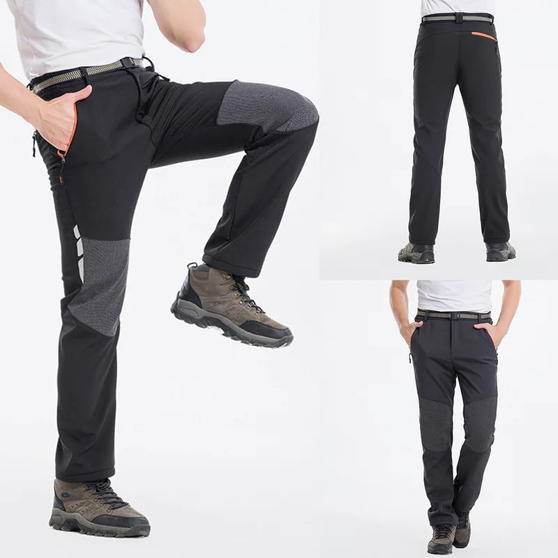 Новинка, мужские водонепроницаемые походные брюки с мягкой оболочкой, ветронепроницаемые, для кемпинга, теплые, толстые, с теплой флисовой подкладкой, теплые лыжные брюки, уличные штаны