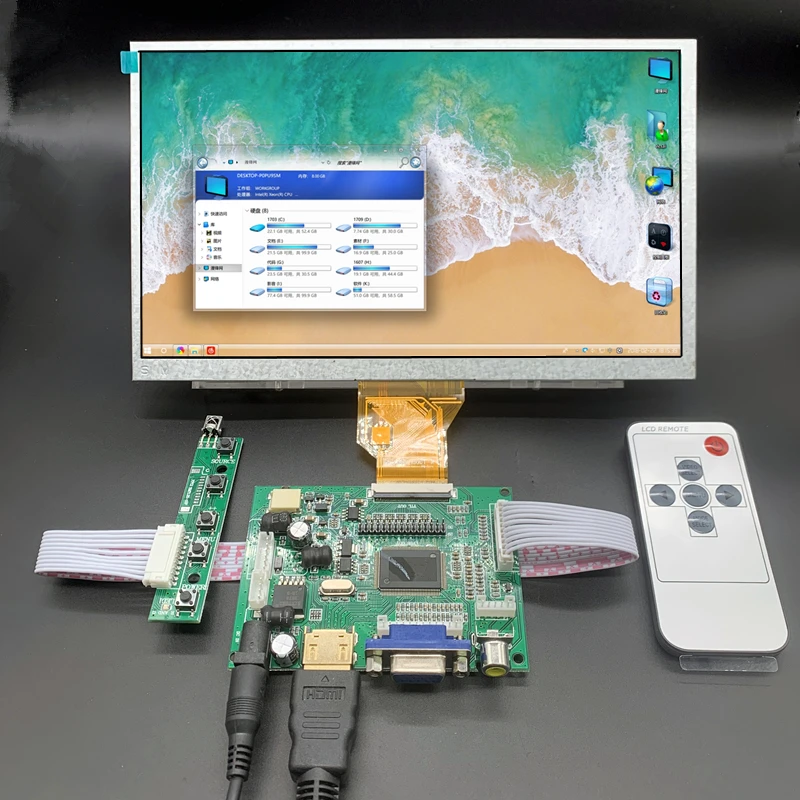 9.0 inch Orange Pi PC Banana Pi M3/Pro LCD Display Screen TFT LCD Monitor AT090TN10 + Kit HDMI VGA Input Driver Board