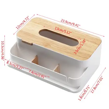 

Rectangular Rectangular Wooden Cover Tissue Box Desktop Remote Control Storage Box Cosmetic Makeup Organizer Home Office Holder