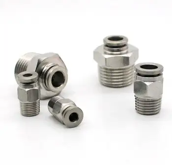 

M5 M6 1/8" 1/4" 3/8" 1/2" BSPT Male Pneumatic 304 Stainless Steel Push In Quick Connector Release Air Fitting Plumbing