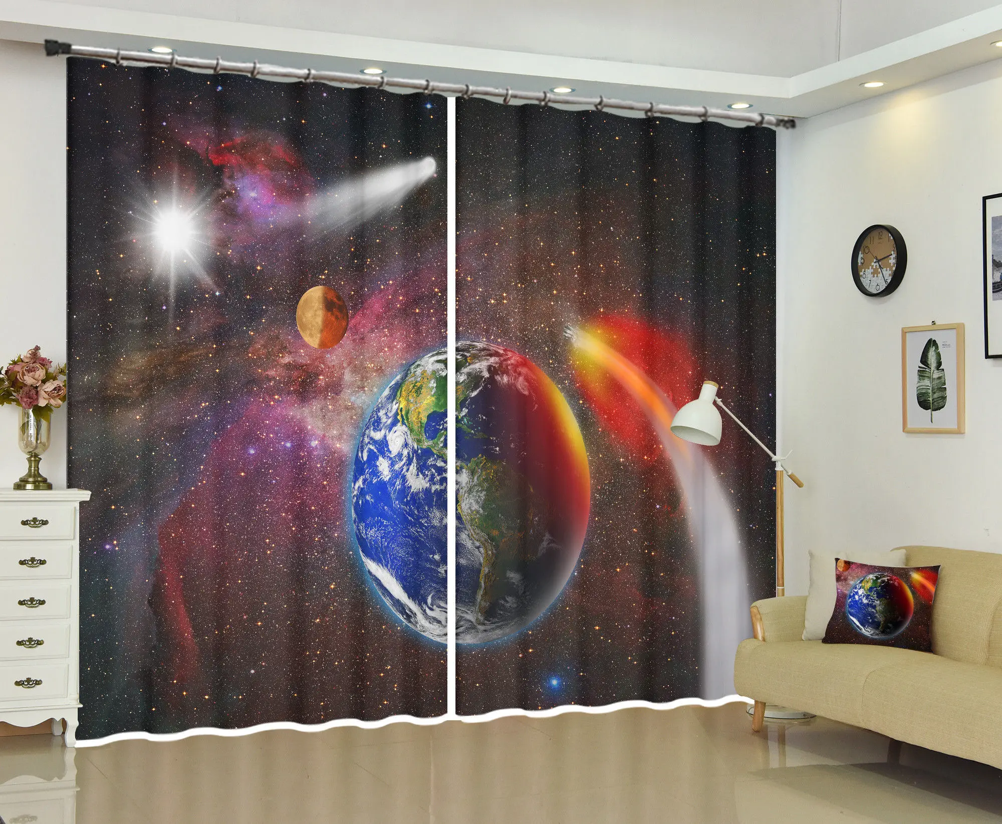 Космическая планета черная дыра личности 3D затемненные шторы на карту