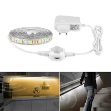 Светодиодные лампы для кухни с ночным датчиком, умный дом, украшение лестницы, детская кровать, комнаты, безопасность, батарея, PIR датчик движения, светодиодные полосы, огни 1-5 м