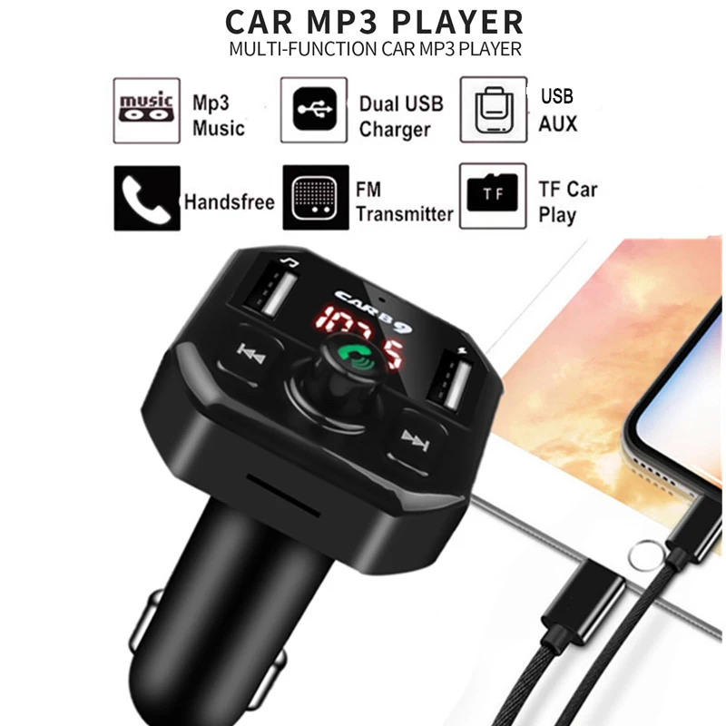 Автомобильный комплект громкой связи беспроводной Bluetooth fm-передатчик модулятор ЖК-дисплей MP3-плеер USB зарядное устройство 2.1A TF карта u-диск AUX музыкальный адаптер