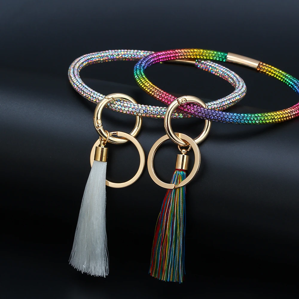 MEIBEADS, 1 шт., красочный брелок с кисточкой, эмалированный кристалл, из искусственной кожи, Круглый круглый браслет с монограммой, брелок для женщин и девушек