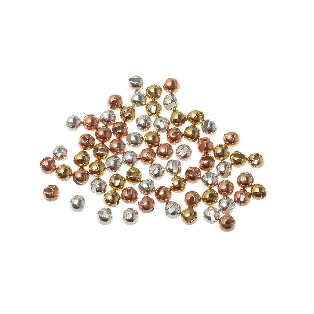 Fishing Beads 25Pcs Slotted Tungsten Gold Silver Copper Fly Tying Material Weight Fast Sink Jig Hook Ball 2.5/3.0/3.5/4.0mm