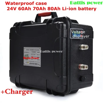

Waterproof 24v 80AH Lithium ion Battery 60Ah 70Ah 25v 50Ah ABS BMS EV Solar ebike hub motor marine propulsion eboating 2000w 1kw