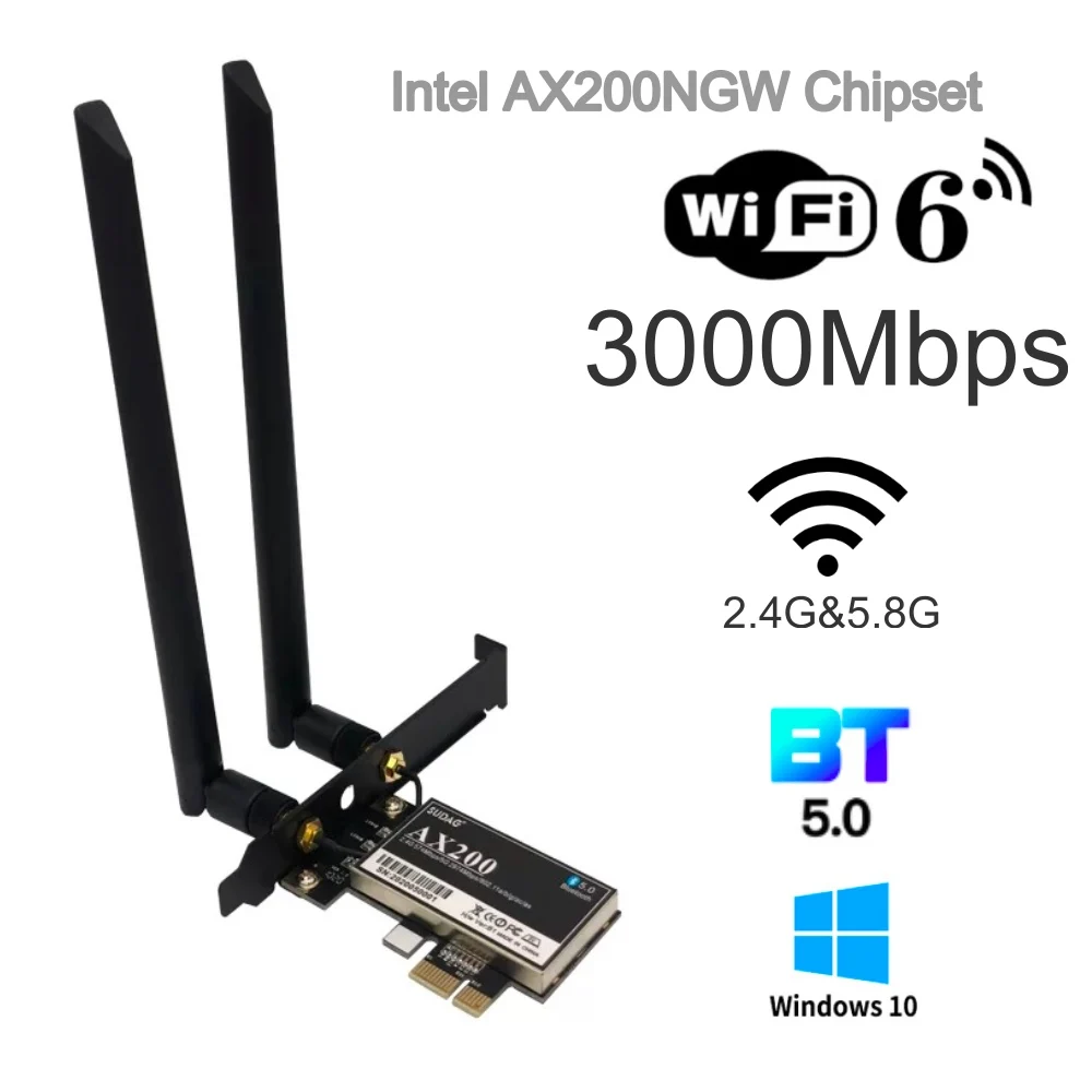 3000 Мбит/с двухдиапазонный Wi-Fi 6 м. 2 Беспроводной Wi-Fi карты для Intel AX200 AX200NGW адаптер Bluetooth 5,1 802.11ax 2,4 г/5 ГГц MU-MIMO