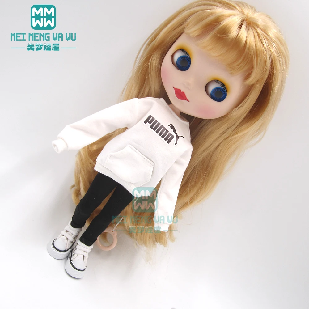 1 шт., одежда Blyth Doll, Модная белая футболка, клетчатое платье для Blyth, Azone OB23 OB24, аксессуары для кукла 1/6