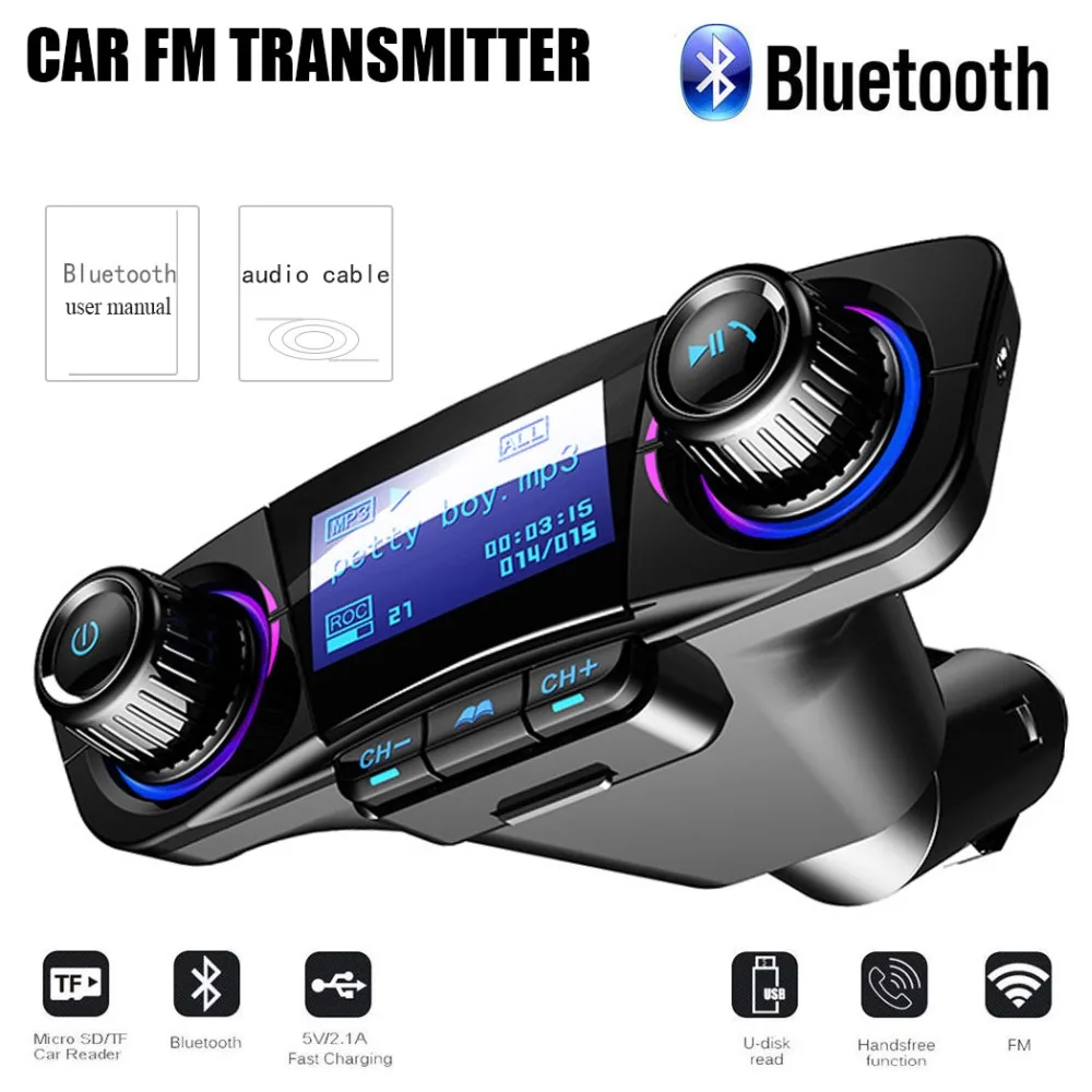 Car Aux bluetooth Handsfree Kit fm transmitter LCD MP3 Player Dual USB Charger 2.1A TF card U Disk Hands Free Car Kit