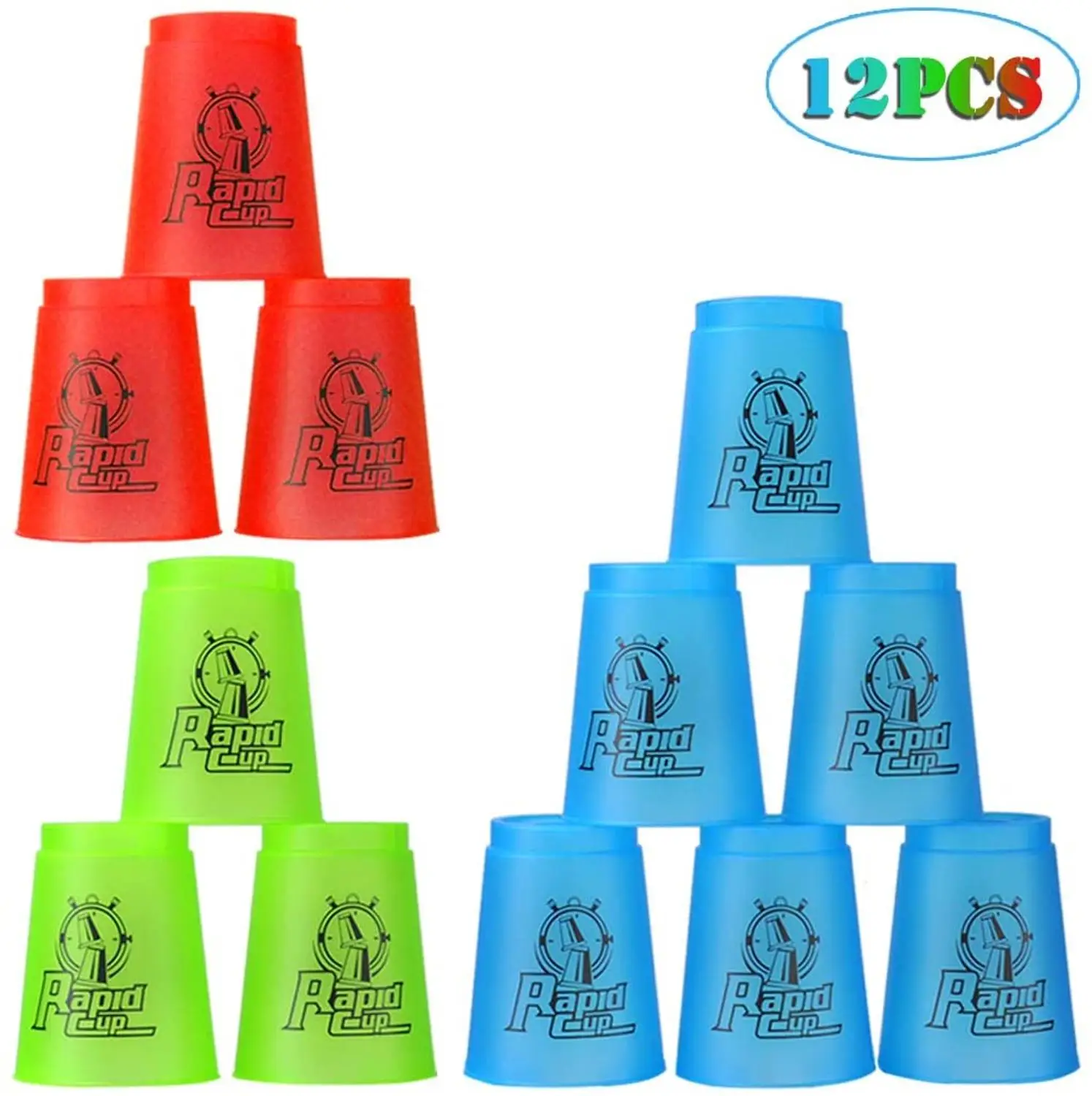 Quick Stack Cups 12 Pack Stacking Cups Children Classic Stack Speed Training Game Toys Festival Gifts for Boys Girls