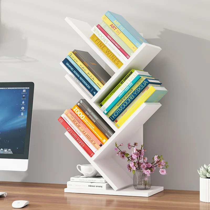 

Bookshelf Simplicity Table Storage Shelf Minimalist Modern for Student Dormitory Bookcase Storage Office Book Desktop Small Book