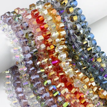 

12mm Hexagon Austria Crystal Beads AB crossing hole glass Loose Beads jewelry beads for Jewelry Making Crafts