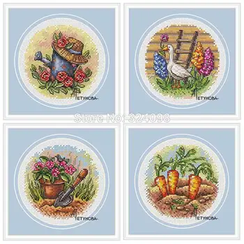 

Round pastoral patterns Counted Cross Stitch 11CT 14CT 18CT DIY wholesale Chinese Cross Stitch Kits Embroidery Needlework Sets