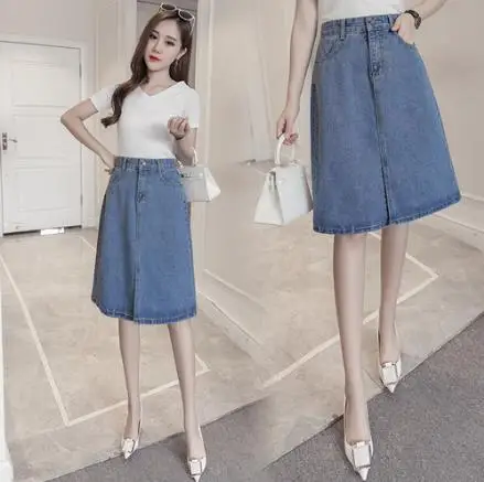 2020 летние женские юбки-трапеции больших размеров одноцветные милые синие